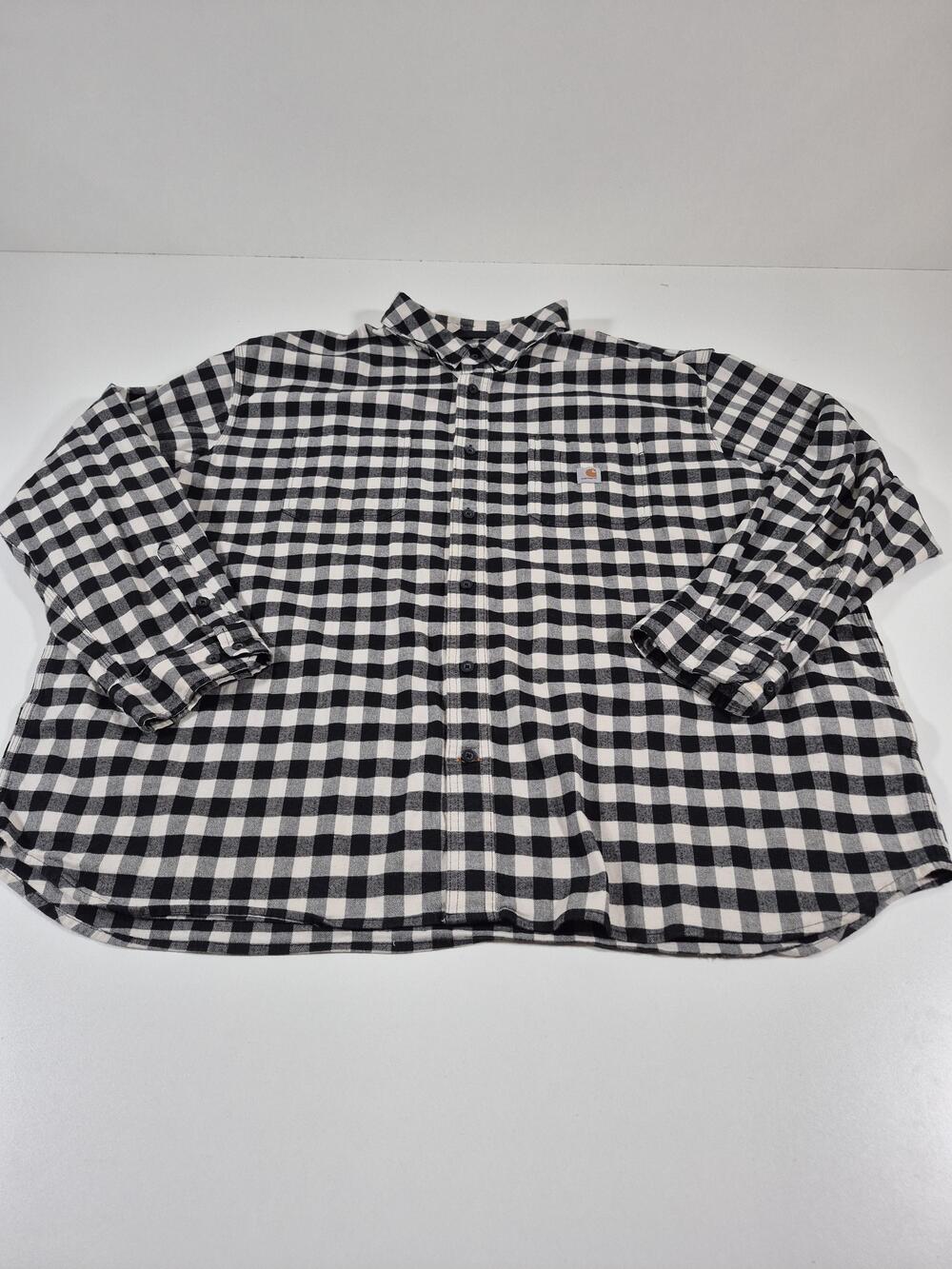 Carhartt Shirt Mens 4XL Black Plaid Flannel Long Sleeve Button Up Workwear